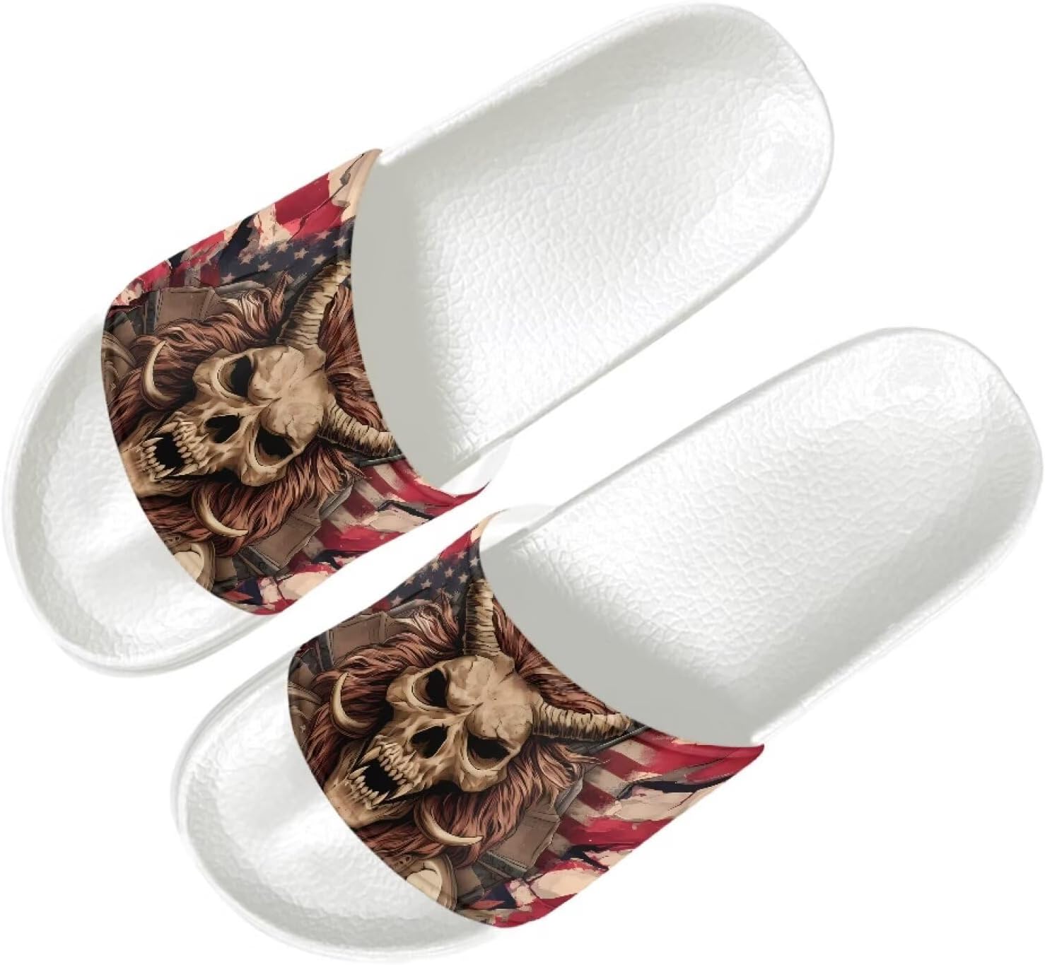 

Летние тапочки Quxjehoe для мужчин, нескользящие, для ванной и душа, домашние, для улицы, сада и пляжа, размеры US 6-13.5, American Flag Beast