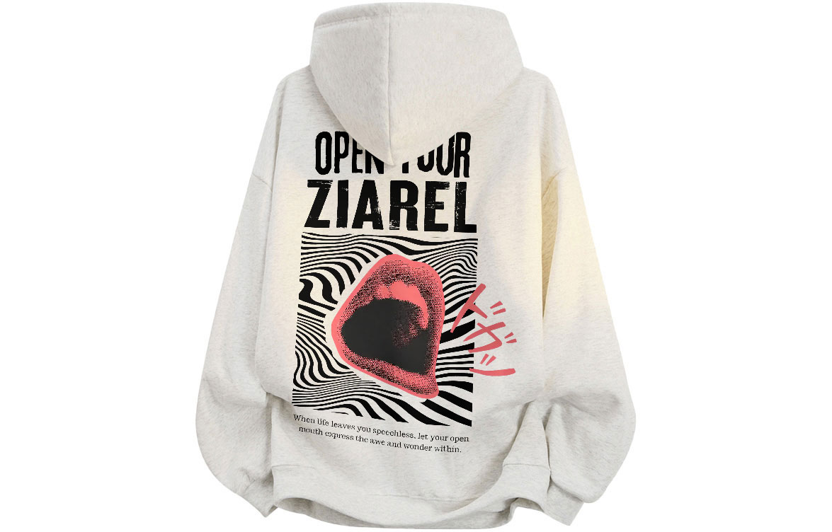 

Толстовка Unisex Hooded Moderate Heavyweight ZIAREL, белый heather серый