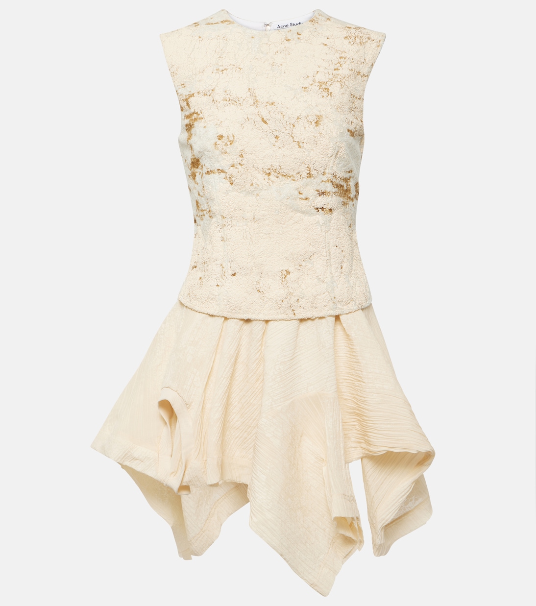 

Мини-платье из хлопковой смеси с принтом Acne Studios, Ecru Beige