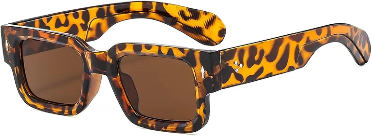 

Модные солнцезащитные очки с заклепками для женщин и мужчин, роскошные очки для активного отдыха и вождения, солнцезащитные очки UV400 TKKTLLT, Leopard Brown