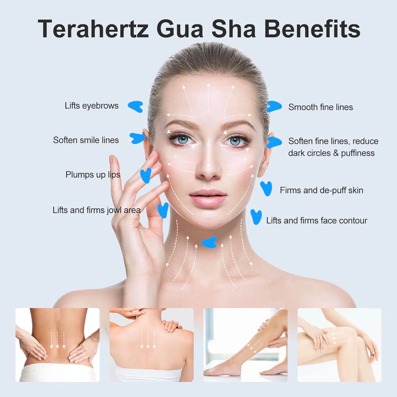 Массажер для лица Gua Sha Terahertz ZminRN, серебристый — фото 4