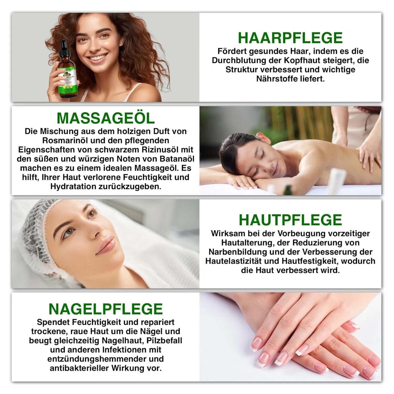 Набор из 3 масел для волос P-Beauty 3-в-1 с розмарином, касторовым маслом и маслом батаны, 60 мл P-Beauty Cosmetic Accessories, 3 X 60 Ml — фото 4