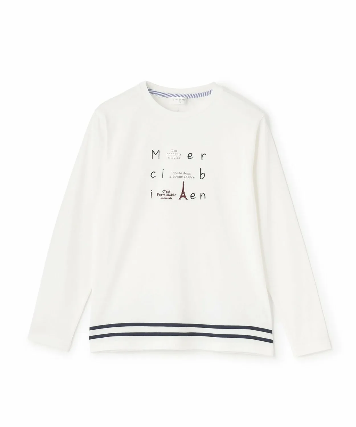 Длинная футболка с логотипом Эйфелевой башни Pom ponette junior, Off white
