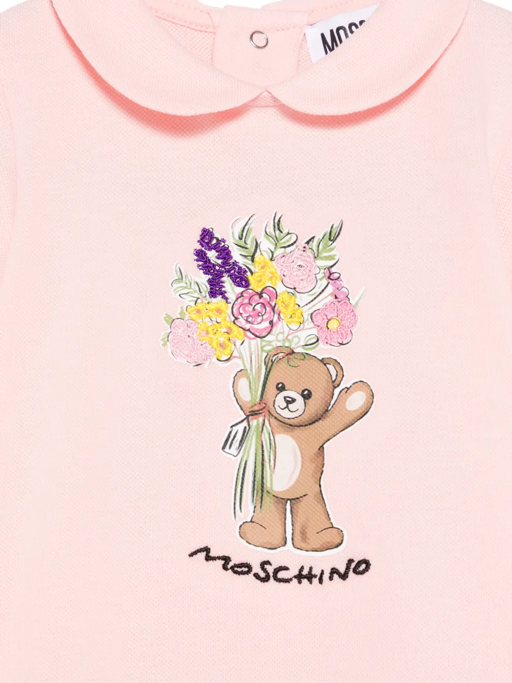 Комбинезон-тедди с цветочным принтом Moschino Kids, розовый — фото 3