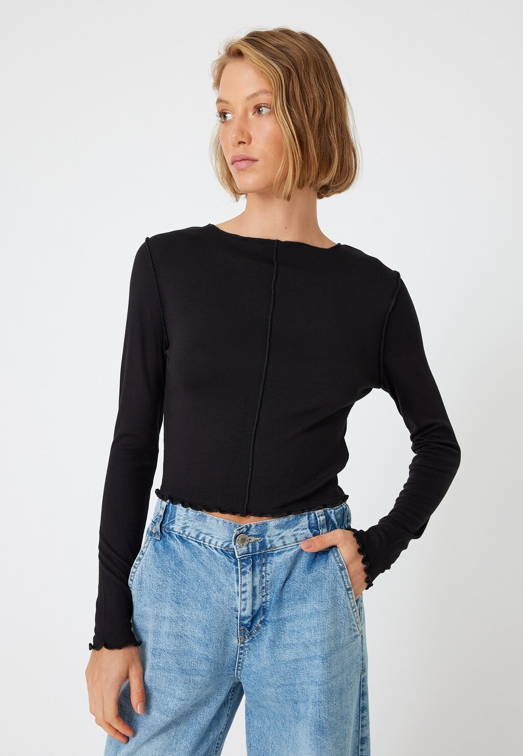 

Топ с длинными рукавами BOATNECK Koton, черный