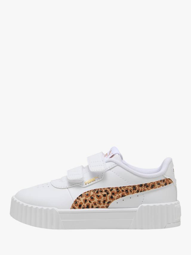 Детские кроссовки Carina 3.0 Lace Up с принтом Animal PUMA, White/Sand — фото 4