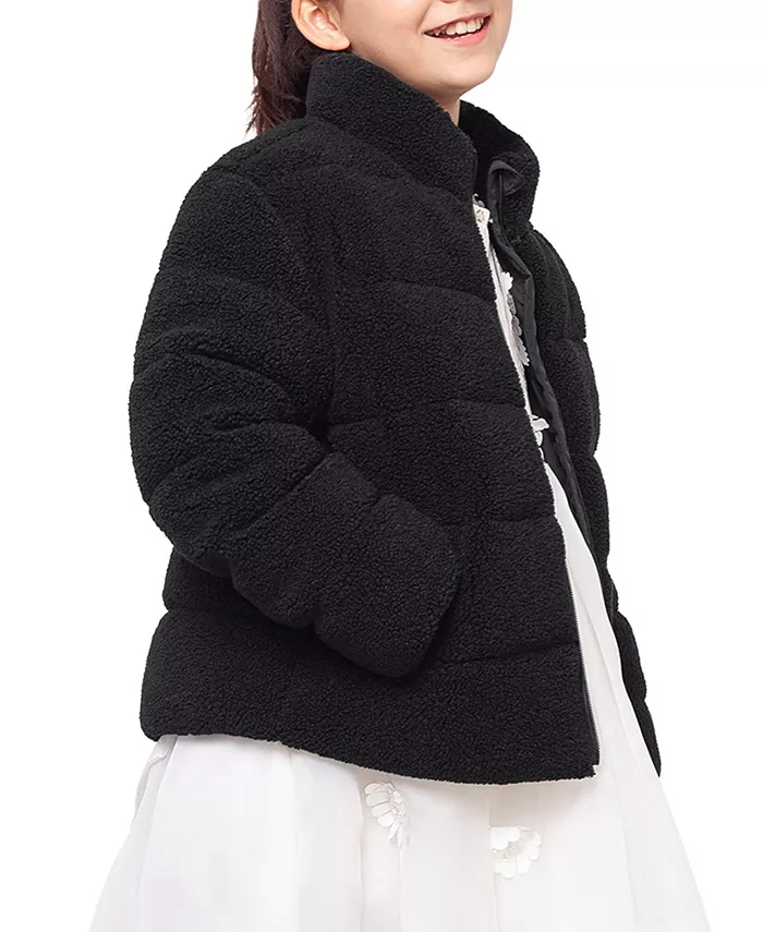Пуховая куртка Big Girls Sherpa с подкладкой из овчины Rokka&Rolla, черный — фото 2