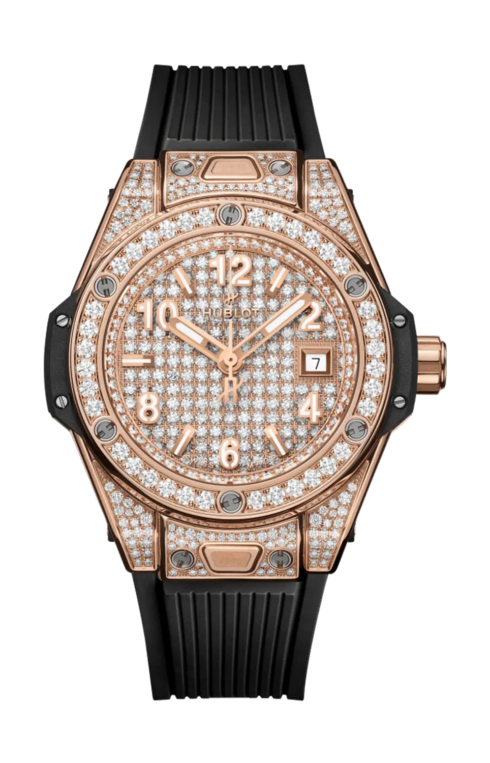 

Часы Hublot Big Bang one click king gold full pavè 33 мм