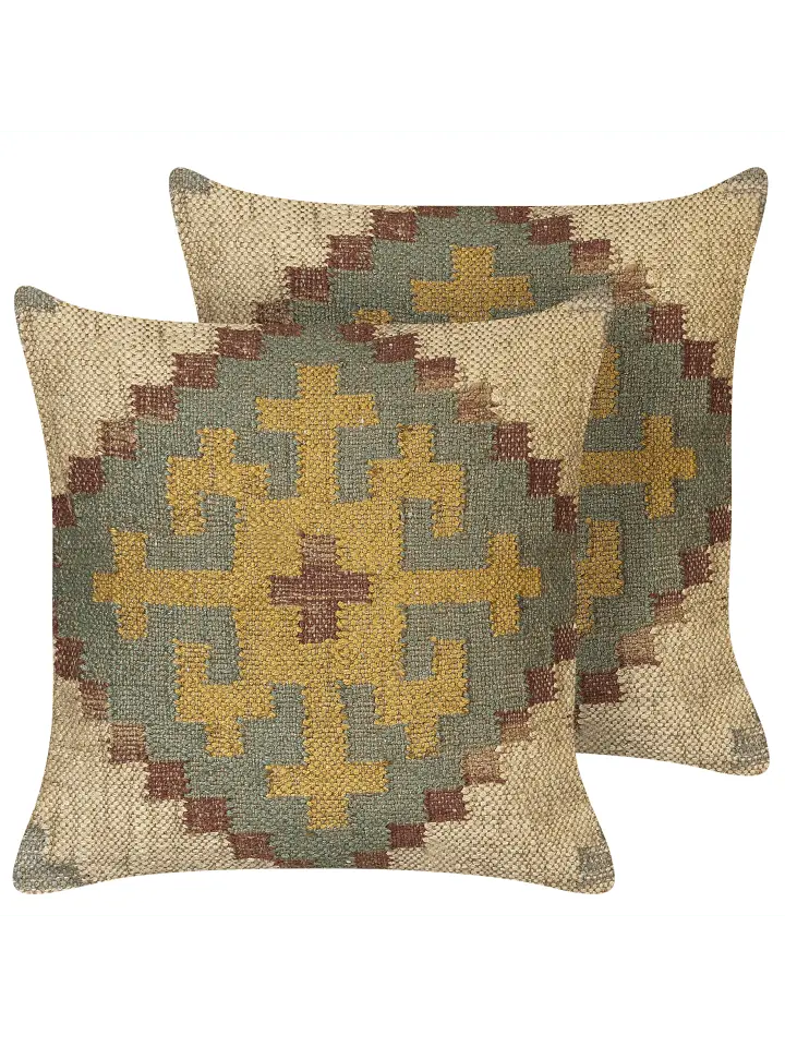 

Декоративная подушка Beliani 2er Set Deko SARON, цвет grün/beige/bunt