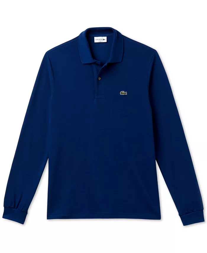 Мужская классическая поло с длинным рукавом Lacoste, синий — фото 3