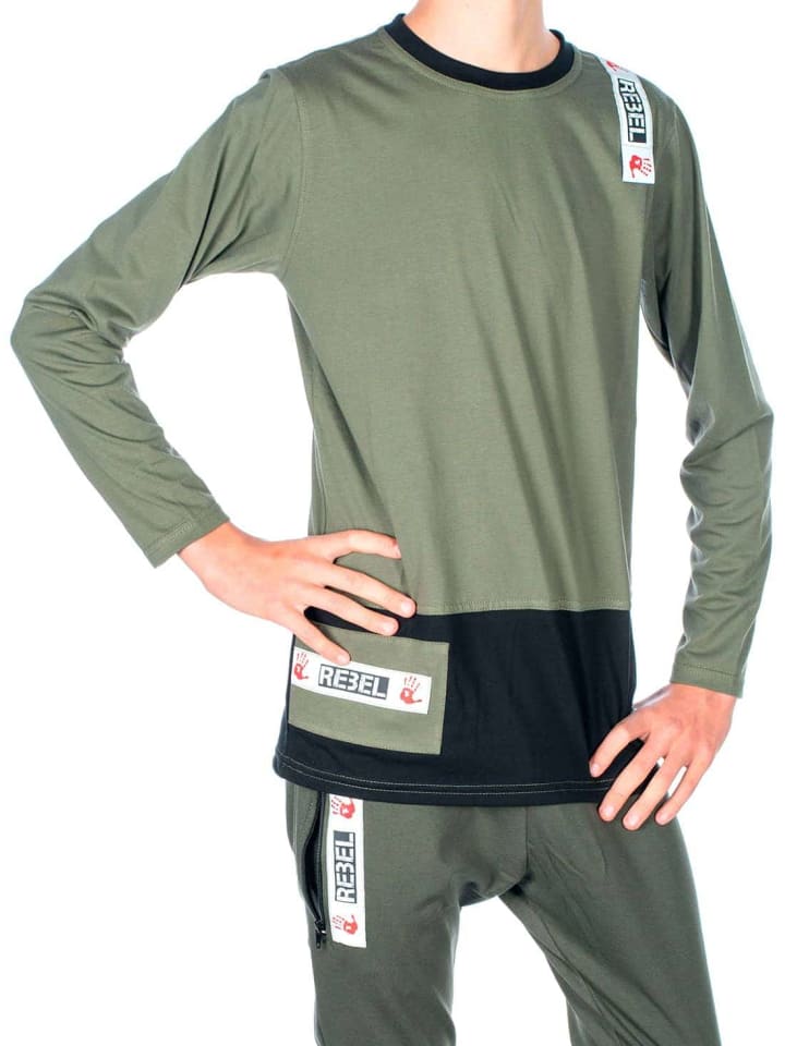 

Рубашка с длинными рукавами оливково-зеленого цвета BEZLIT