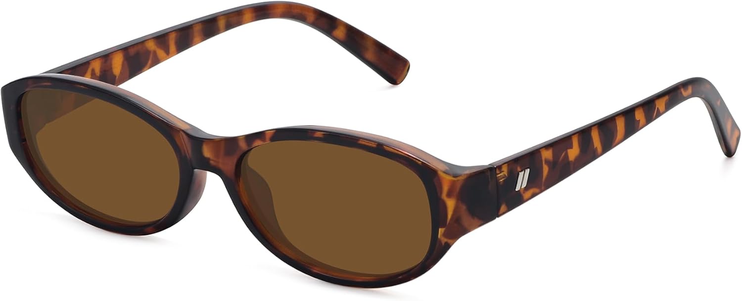 

Ретро-солнцезащитные очки узкой овальной формы для женщин, модные маленькие винтажные солнцезащитные очки с защитой от УФ-излучения FZN824 Fozono, Leopard Frame/Brown Lens