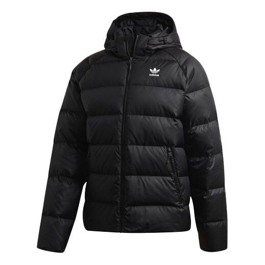 

Пуховик adidas originals Jacket Down Det Logo Zipper hooded down Jacket Black, черный
