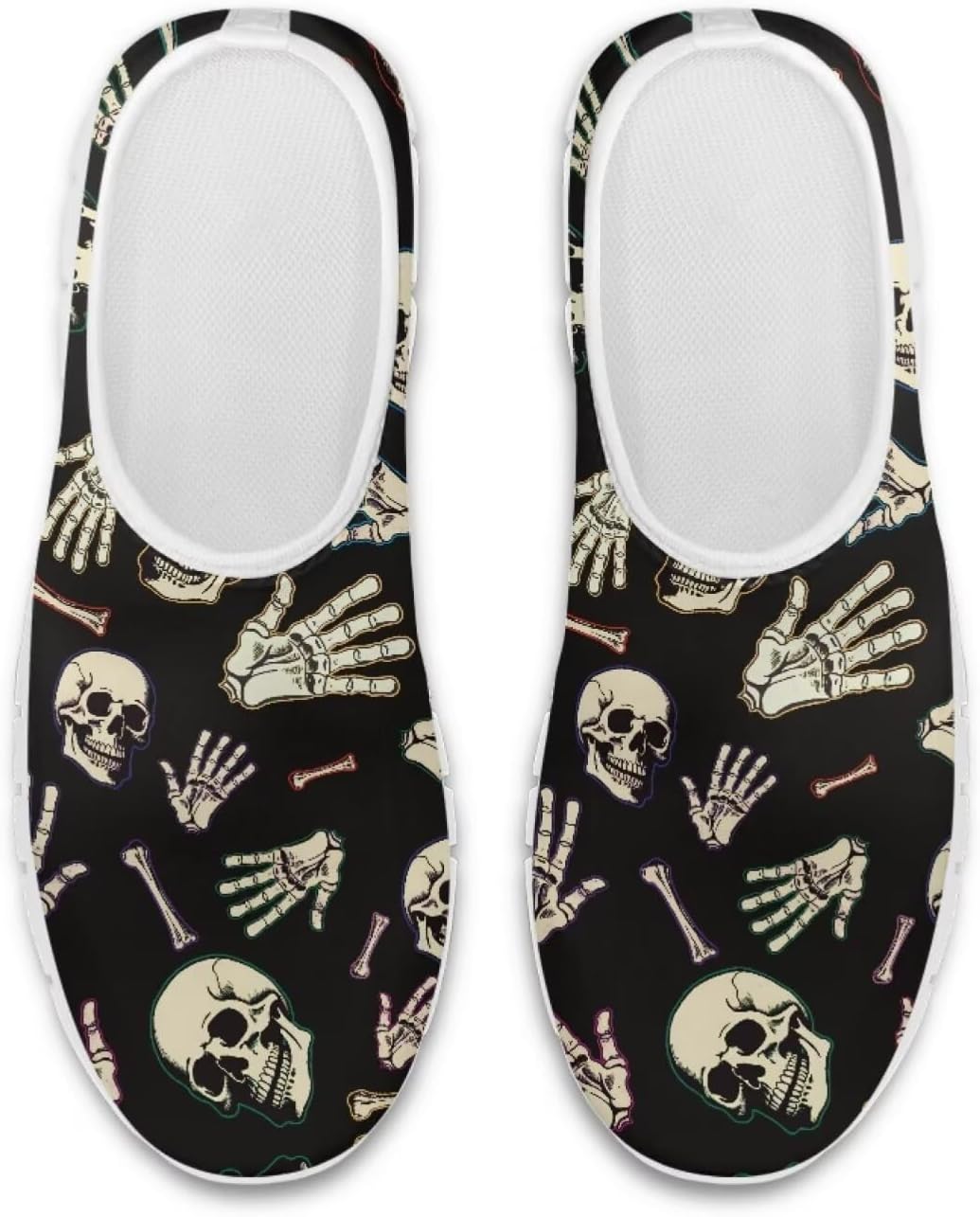 

Слипоны Chaqlin с черепом, низкие кеды, удобные мягкие сетчатые теннисные кроссовки для женщин и мужчин, для тренировок, с возможностью надевания без рук, Skeleton Hands Head