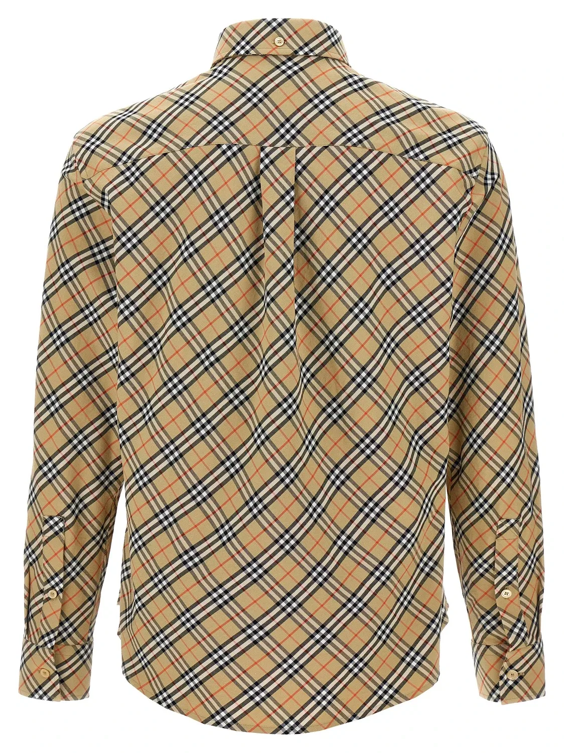 Рубашка BURBERRY в клетку, хлопок, бежевый — фото 2