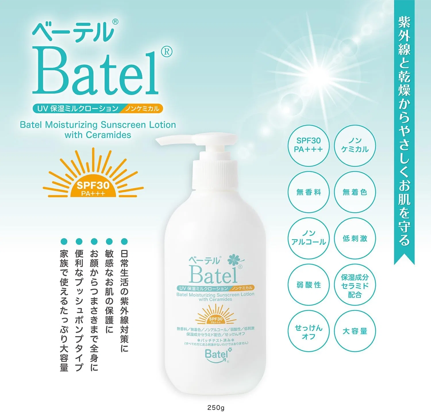 Солнцезащитный лосьон Batel UV Moisturizing Milk, набор 2 шт., 250 г, SPF30 PA+++, белый — фото 2