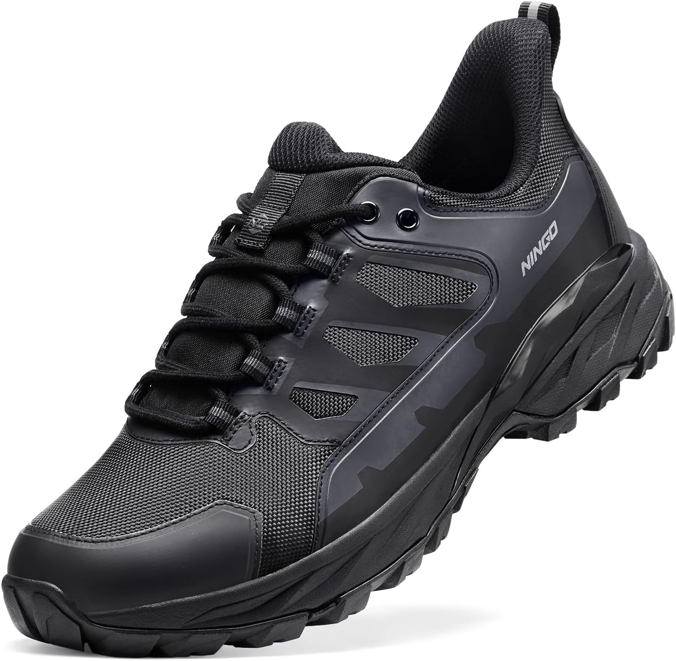 

Мужские водонепроницаемые походные ботинки NINGO, низкие кроссовки для трекинга с противоскользящей подошвой, легкие и дышащие обувь для походов, кемпинга, пешего туризма, альпинизма, бега и прогулок, черный
