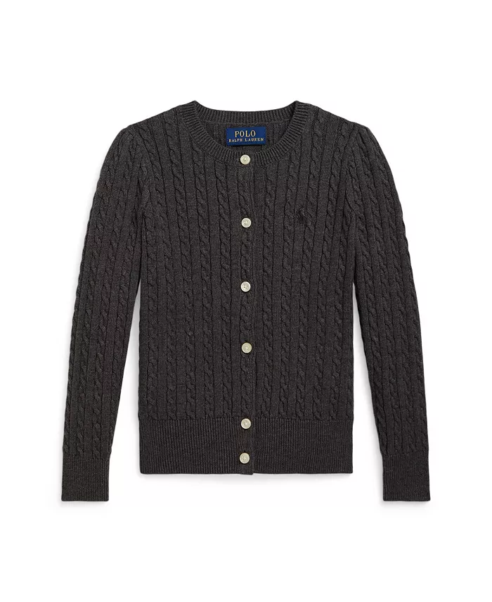 

Кардиган для девочек Mini Cable из хлопка Polo Ralph Lauren, серый
