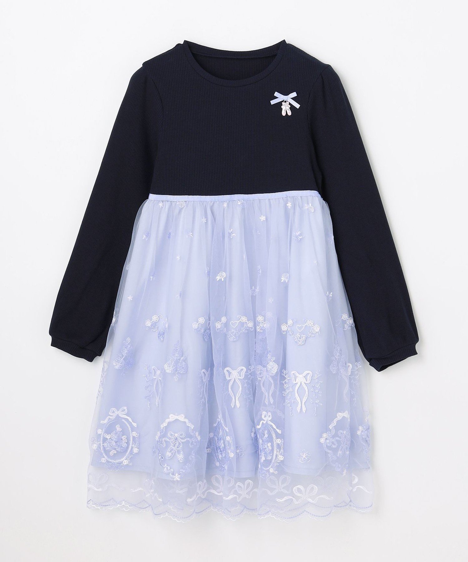 Балетное платье из вышитого тюля ANY KIDS, Navy x Sax Blue [073] — фото 3