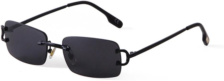 

Женские солнцезащитные очки LVTFCO без оправы, прямоугольные, металлические, модные, мужские, с градиентными линзами Ocean, без оправы, защита от УФ-излучения UV400, C1 Black