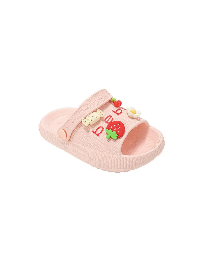 Легкие шлепанцы из ЭВА для девочек с подвесками Bebe, Blush