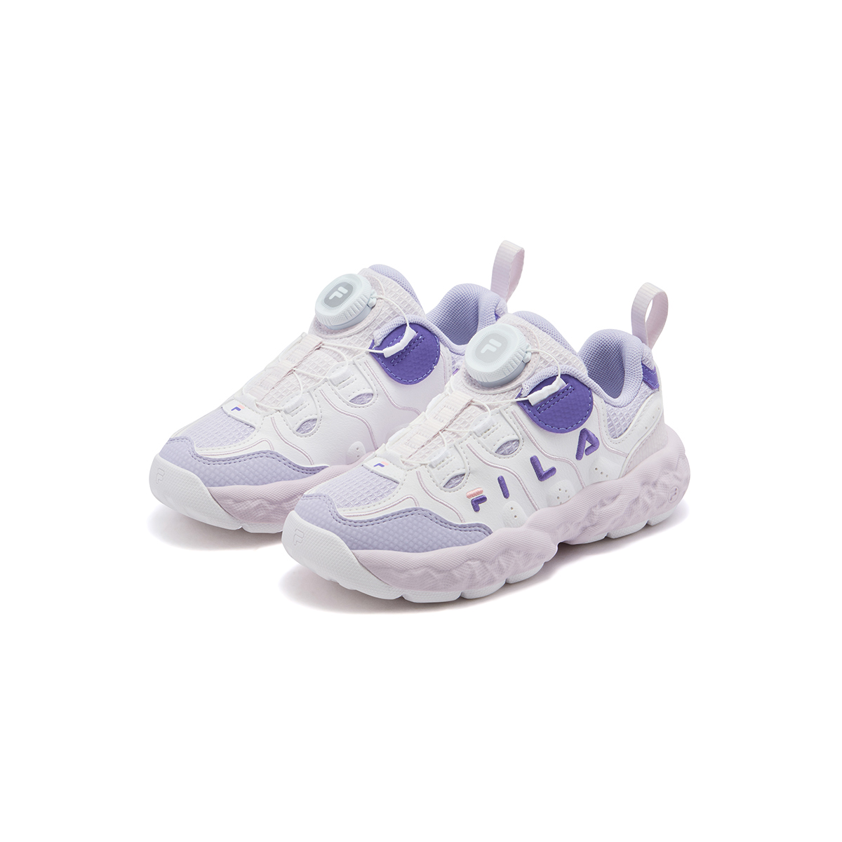FILA KIDS Heritage FHT устойчивые к истиранию дышащие баскетбольные кроссовки FILA White/Heather Purple детские — фото 4
