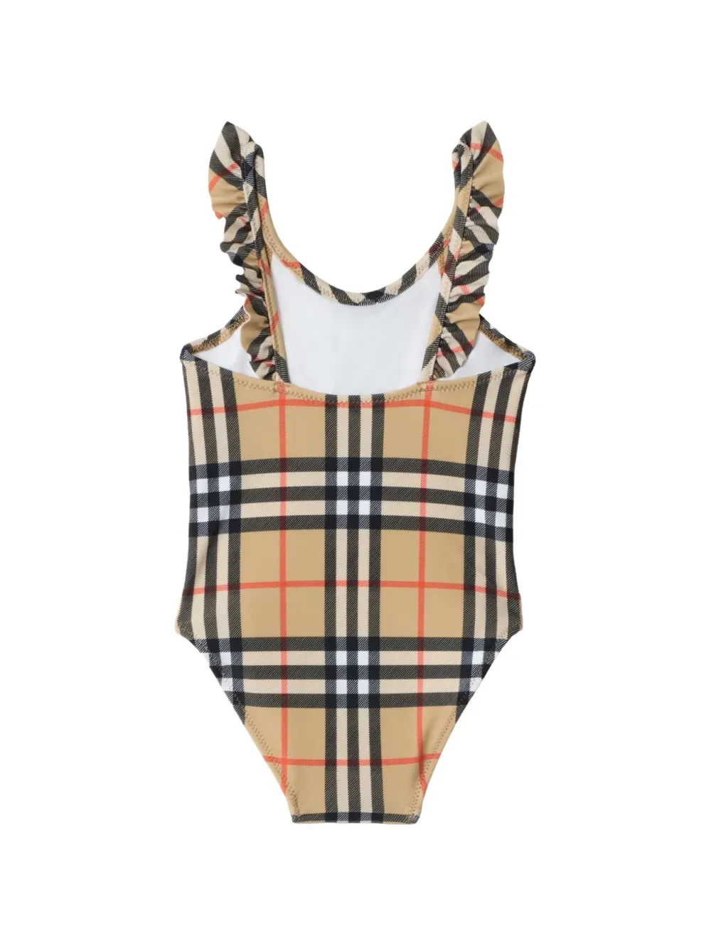 Купальник в клетку с оборкой BURBERRY KIDS, бежевый — фото 2