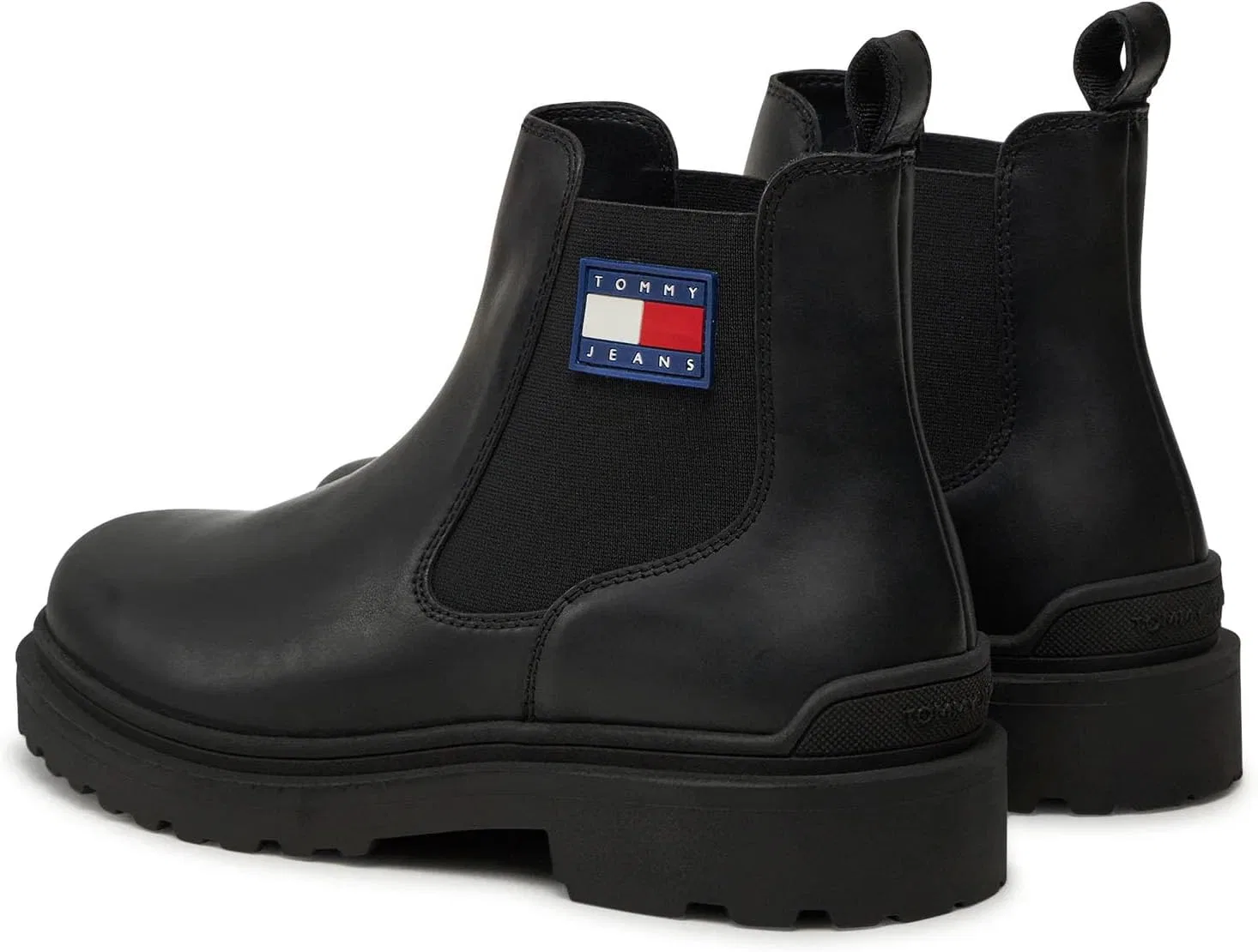 Мужские кожаные ботинки челси Tommy Jeans с логотипом, Black — фото 3