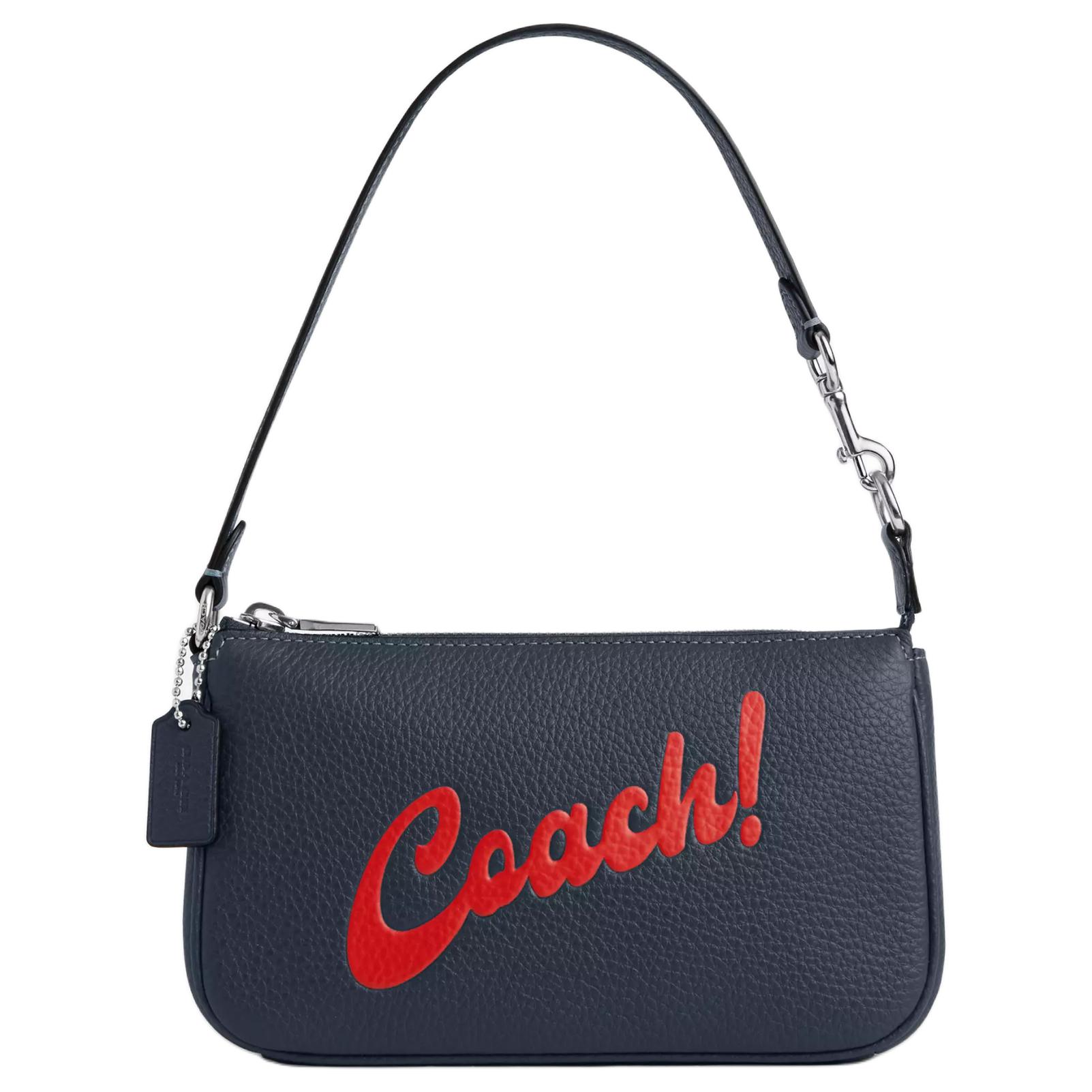 

COACH Нолитa Кожаная сумка через плечо малого размера женская серебристая и джинсовая