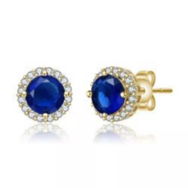 

Элегантные круглые серьги-гвоздики с цветными круглыми кубическими цирконами Rachel Glauber, blue