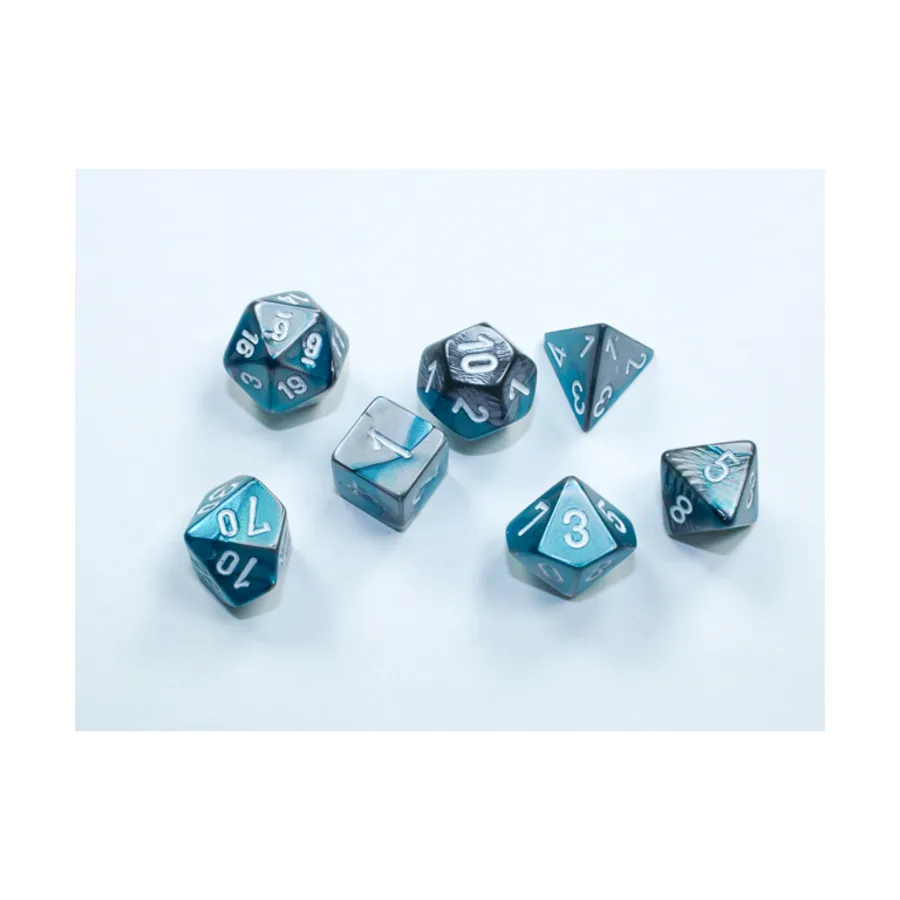 

Набор Mini-Poly Steel & Teal с белым (7), Dice - Gemini - Poly Sets (Chessex)