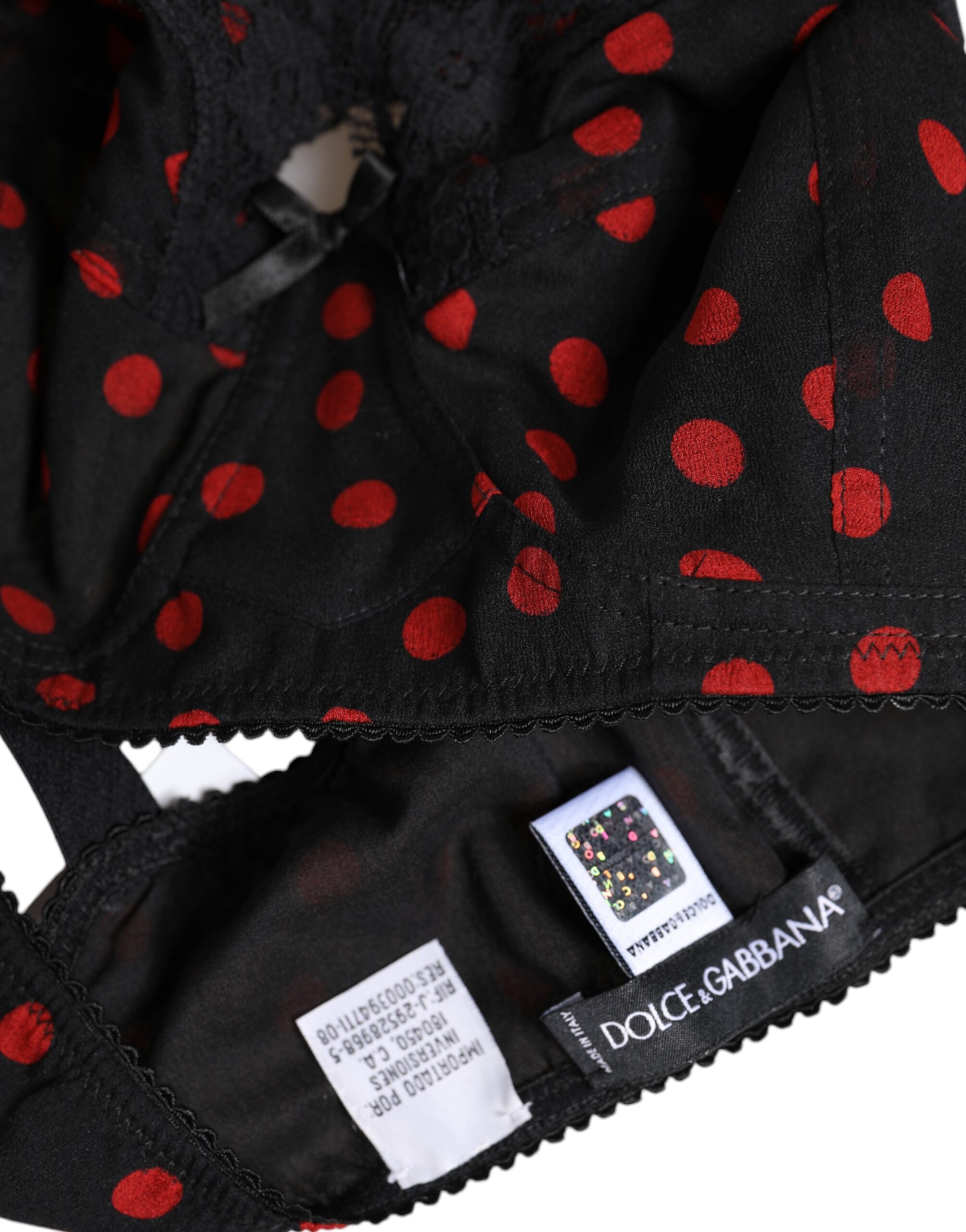 Бюстгальтер Black Red Polka Dot Underwired Balconette Underwear Dolce & Gabbana, черный/красный — фото 4