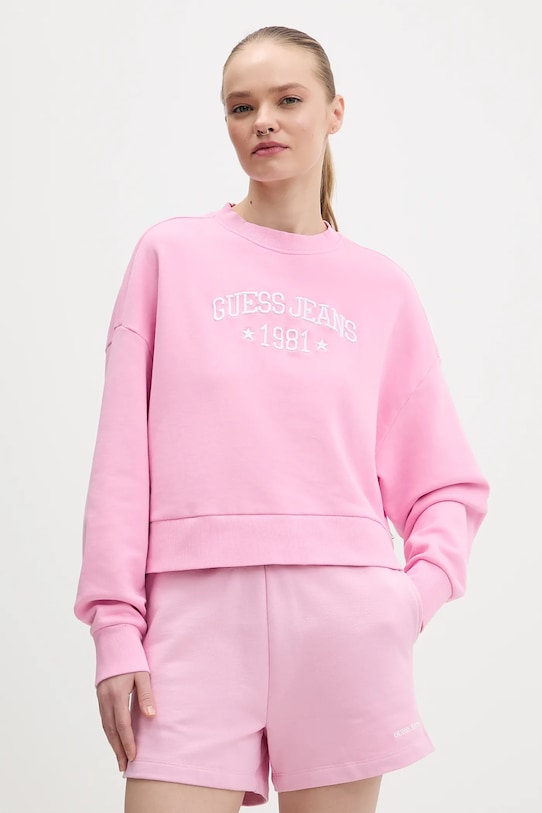 

Хлопковая толстовка Guess Jeans, розовый