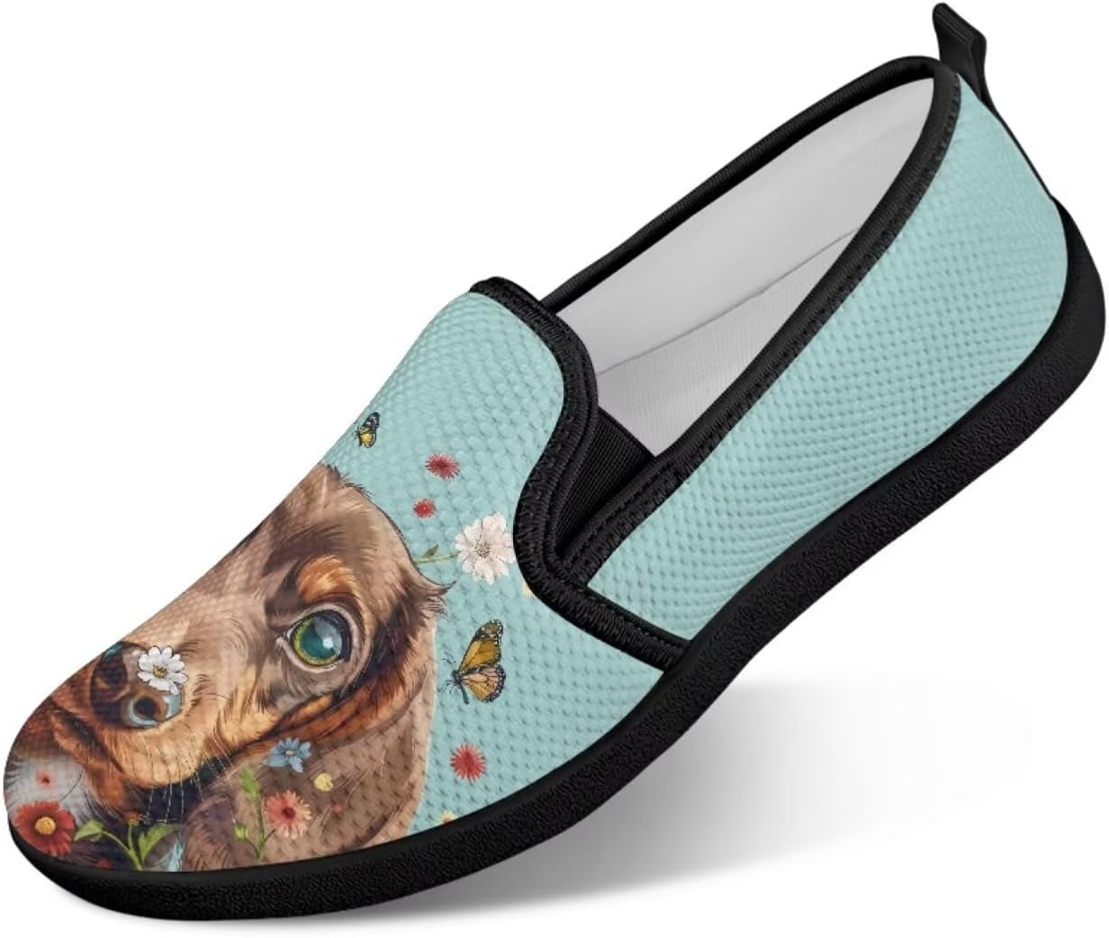 

Мужские прогулочные кроссовки без шнурков, удобные, модные, повседневные кроссовки, дышащая сетка, для фитнеса и тренировок, легкие, размеры США 4-9 Twousenru, Flowers Dachshund