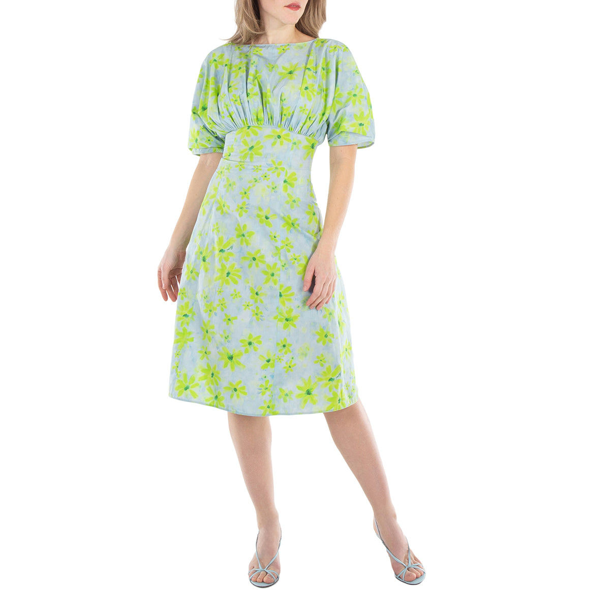 

Марни Собранное Поплиновое Миди-платье Marni, Aquamarine