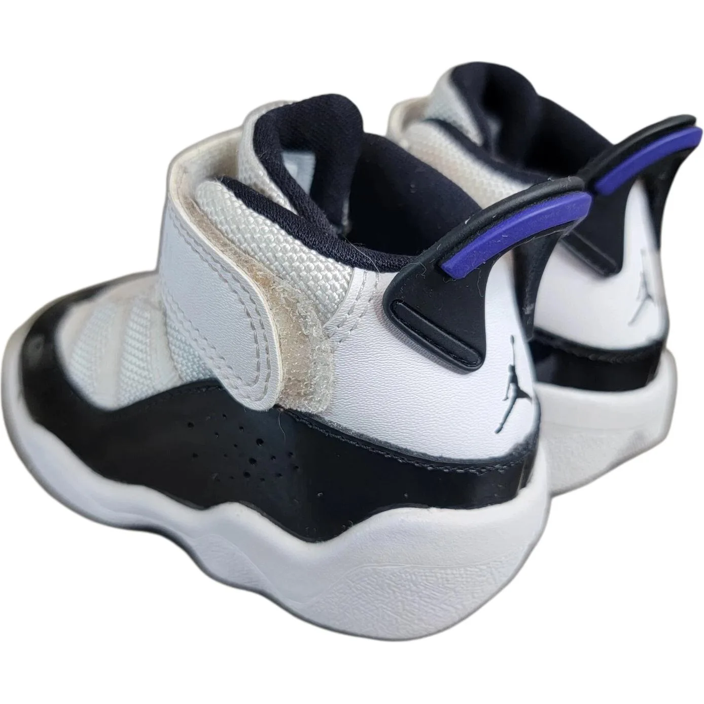 Jordan Кроссовки Air 6 Rings высокие для малышей, мягкие и удобные, нескользящие, устойчивые к истиранию, черно-белые — фото 4