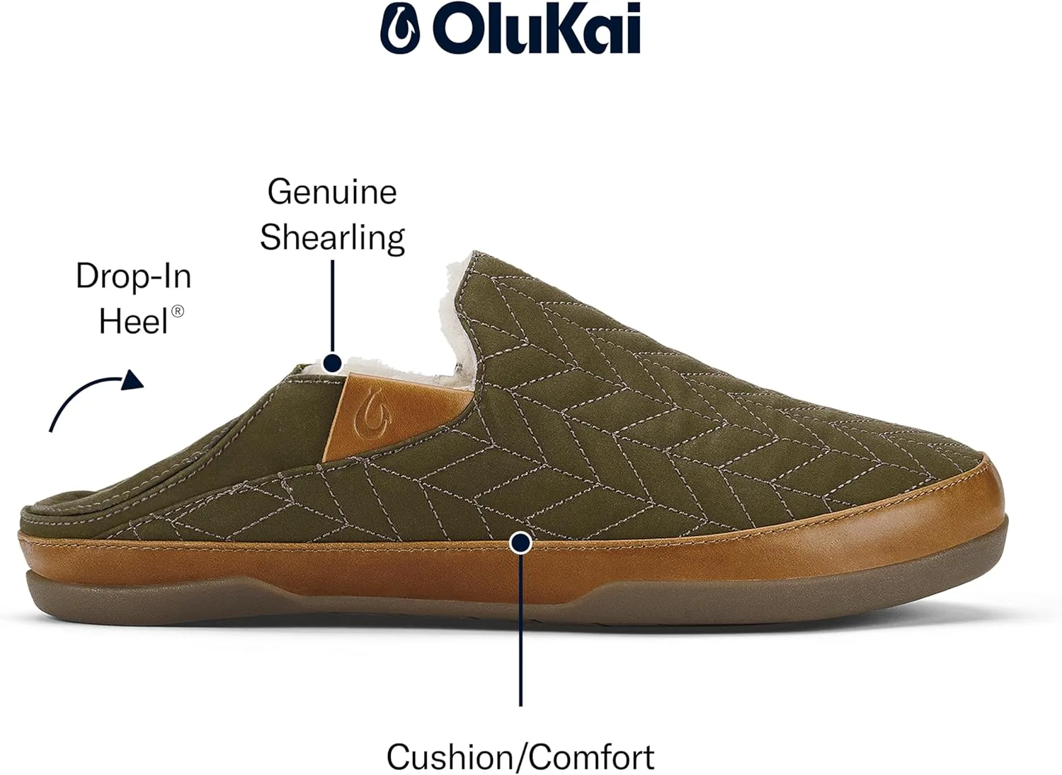 Мужские тапочки OLUKAI Hanohano, водоотталкивающий вощеный холст, резиновая подошва для внутреннего и наружного использования, прочные и удобные, без застежек — фото 4