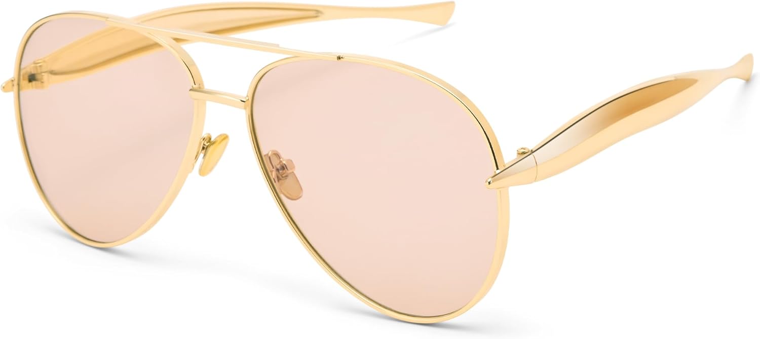 

Солнцезащитные очки Pro Acme Retro Gold Aviator для женщин и мужчин, большие солнцезащитные очки-авиаторы в стиле 70-х годов, модная металлическая оправа, Gold/Champagne