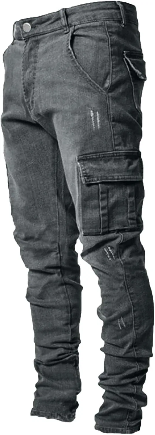 Джинсы, серые, Men's Cargo Slim Fit Stretch — фото 2