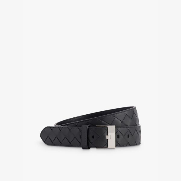 

Ремень из фирменной кожи Double-Weave Bottega Veneta, черный