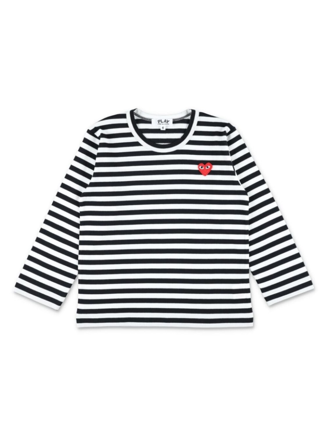 

Футболка Comme Des Garçons Play Kids с нашивкой в виде сердца в полоску, белый