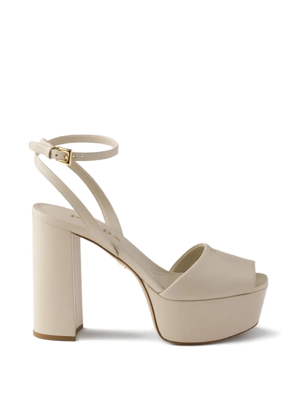 Кожаные босоножки на платформе Prada, бежевый