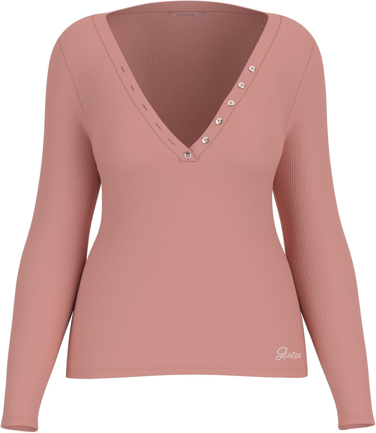

Женская экологичная удлиненная футболка Kyla Rib Henley GUESS, Satin Rose, Розовый, Женская экологичная удлиненная футболка Kyla Rib Henley GUESS, Satin Rose