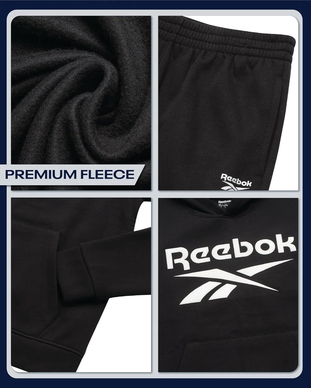 Спортивный костюм флисовый Reebok, 2 предмета, Black Ink — фото 3