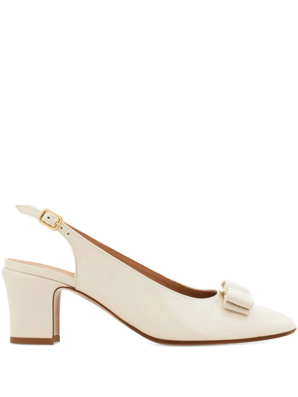 Туфли Vara 50 с ремешком на пятке и бантом Ferragamo, белый