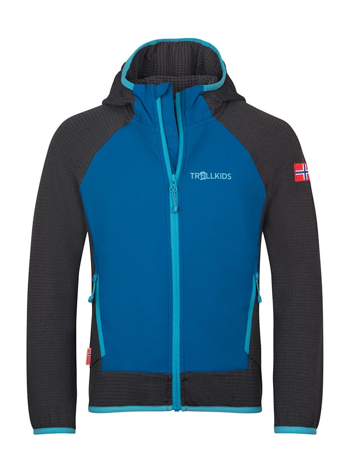 

Гибридная флисовая куртка Seiland черно-синего цвета Trollkids