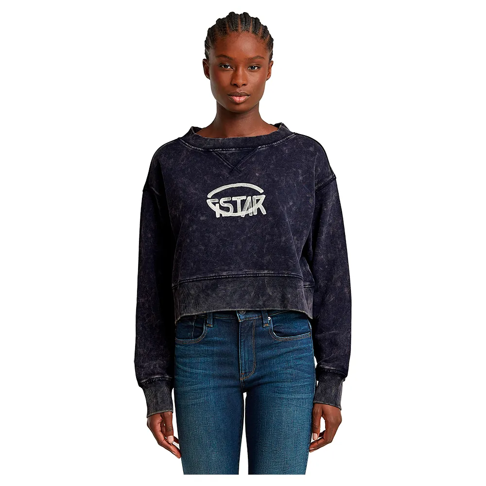 

Толстовка G-Star Overdyed Cropped Logo Loose R, синий