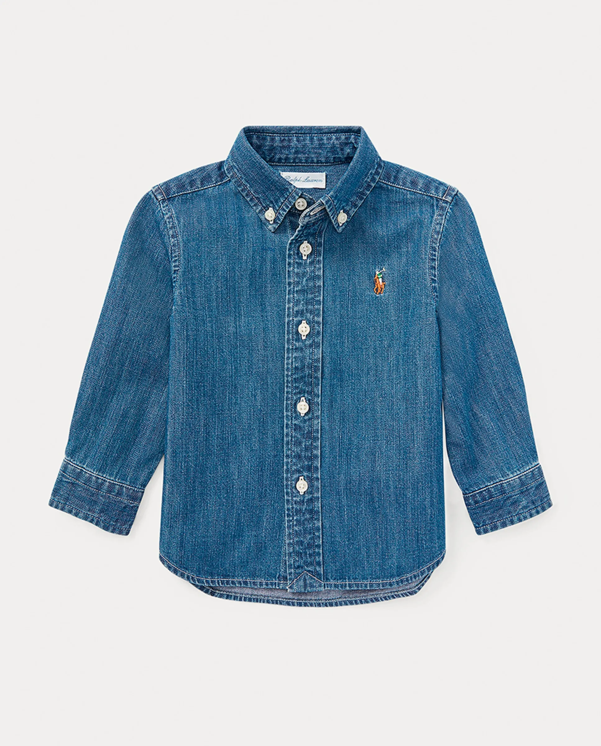 

Детская джинсовая рубашка для мальчика из хлопка Polo Ralph Lauren, индиго