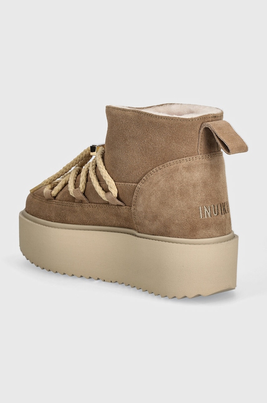 Женские зимние ботинки Inuikii Classic Low замшевые на платформе, бежево-коричневый — фото 3