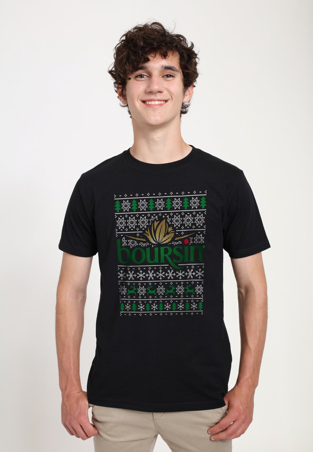 

Футболка с принтом BOURSIN CHRISTMAS PATTERN Henry Tiger, черный